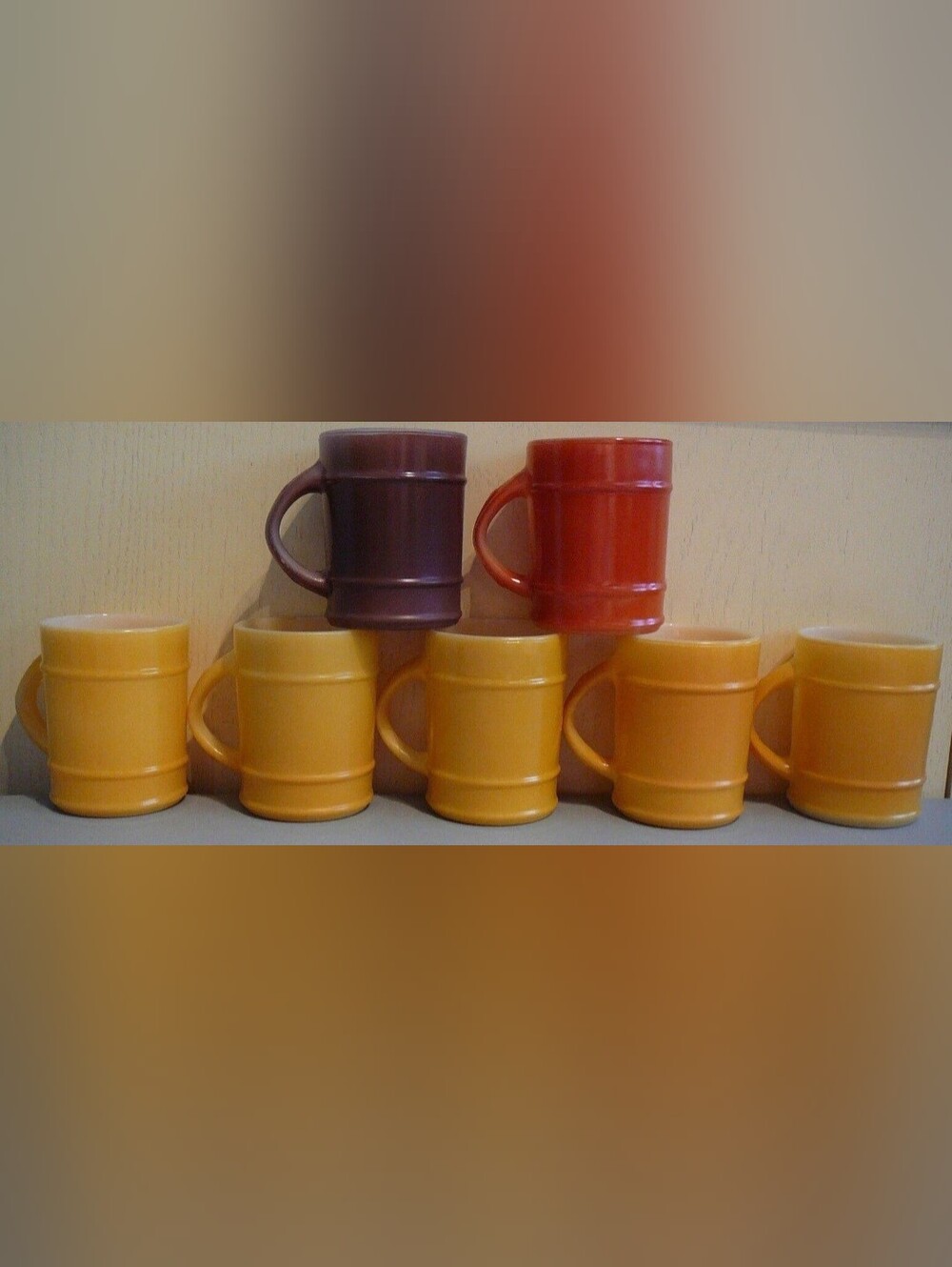 7 Anchor Hocking Fire King Ranger Barrel Mugs Cups